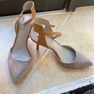 Excellent like new condition Pour La Victoire grey suede and brown leather heels